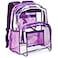 Vorspack Clear Backpack Heavy Duty PVC Transparent Backpack with Reinforced Strap Stitches Large Capacity for College Workplace Security Purple