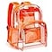 Vorspack Clear Backpack Heavy Duty PVC Transparent Backpack with Reinforced Strap Stitches Large Capacity for College Workplace Security Orange