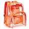 Vorspack Clear Backpack Heavy Duty PVC Transparent Backpack with Reinforced Strap Stitches Large Capacity for College Workplace Security Orange