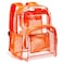 Vorspack Clear Backpack Heavy Duty PVC Transparent Backpack with Reinforced Strap Stitches Large Capacity for College Workplace Security Orange