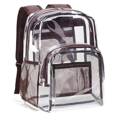 Vorspack Clear Backpack Heavy Duty PVC Transparent Backpack with Reinforced Strap Stitches Large Capacity for College Workplace Security Coffee