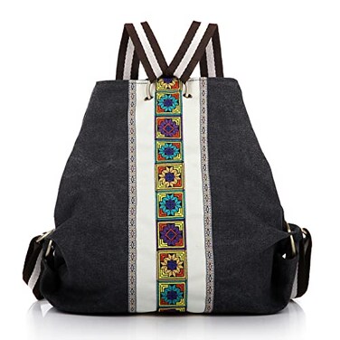 Goodhan Women Canvas Backpack Daypack Casual Shoulder Bag Vintage Heavyduty Antitheft Travel Backpack Grey Black 2