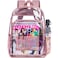 AGSDON Clear Backpack Heavy Duty Transparent Bookbag See Through PVC Backpacks for Women Pink
