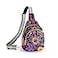LYEMVHE Flower Leather Sling Bag Small Crossbody Backpack Travel Shoulder Pack Hiking Adjustable Chest Daypack for Women