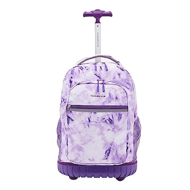 Travelers Club 18 Rolling Backpack with Shoulder Straps Purple Tye