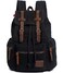 HuaChen Vintage Canvas Travel Backpack with Leather Trim Laptop Padded Sleeve Hidden Back Security Pocket Fits 15Inch M32 Black Large