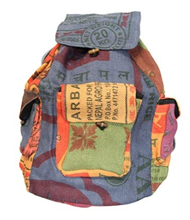 DharmaObjects Recycled Jute Rice Bag Backpack Hand Made Nepal