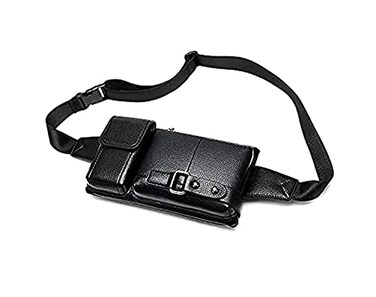 Bestsent Mens Leather Sling BagChest Shoulder Backpack Water waterproof Crossbody BagBlack Medium