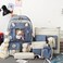 pdghiue 5Piece Aesthetic Kawaii Backpack Set with Kawaii Pin and Pendants Accessories Nylon Material Durable Adorable