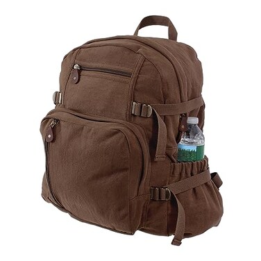 Rothco Jumbo Vintage Canvas Backpack Rugged Practical Spacious Outdoor Rucksack 28L Capacity Earth Brown