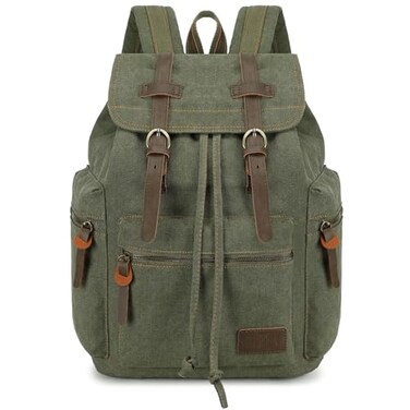 Bluboon Canvas Vintage Backpack PU Leather Casual Bookbag Men Rucksack