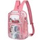 Busiuw Clear Backpack Stadium Approved Sling Bag with Adjustable Reinforced Straps 3 in 1 Crossbody Bag for Festivals and Games Pink
