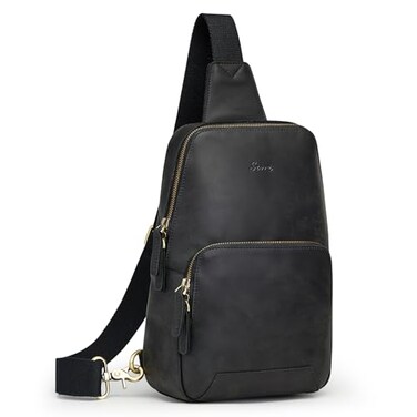 S-ZONE SZONE Sling Bag for Men Women RFID Blocking Genuine Leather Crossbody Shoulder Bag Backpack Hiking Daypack Travel
