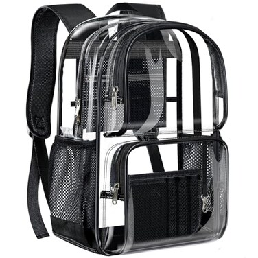 PAMANO Clear Backpack Heavy Duty Transparent See Through Bag for College Work Travel SecurityBlack