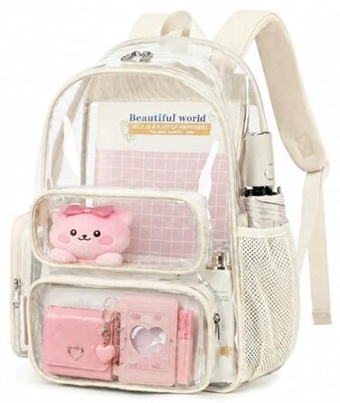BTOOP Clear Backpack Heavy Duty Transparent Backpack 17 See Through Bookbag for College Work Festival Security with Padded Strap Large Capacity