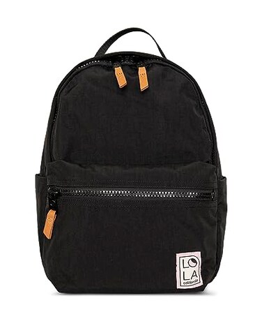 Lola California Star Medium Traditional Classic Backpack with Zipped Front Pocket and 2 Side Pockets Mondo Black