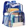 Vorspack Clear Backpack Heavy Duty PVC Transparent Backpack Extra Large Clear Backpacks with Reinforced Strap for College Workplace Security Blue