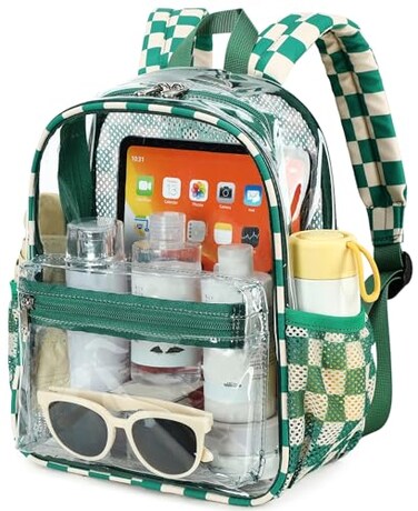 BTOOP Clear Mini Backpack for Stadium Events 12x12x6 Small Transparent Backpacks Plastic See Through Clear Bag for Concerts Work Festival Security Travel