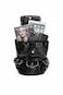 SandraWang Gothic Skull Studded Backpack for Women Men Structured PU Leather Punk Bookbag with Drawstring Flap A4 Tablet Friendly Alternative Fashion Design