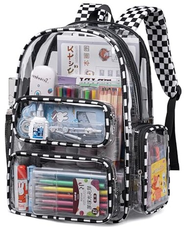 BTOOP Clear Backpack Heavy Duty Transparent Backpack 17 See Through Bookbag for College Work Festival Security with Padded Strap Large Capacity