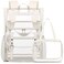 DIGOBAY Clear Backpack with Lunch Bag Set Leather Clear Backpack Heavy Duty Thick PVC Bookbag Fashion See Through Transparent Backpacks with Support Pad for College Travel Work Beige
