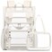 DIGOBAY Clear Backpack with Lunch Bag Set Leather Clear Backpack Heavy Duty Thick PVC Bookbag Fashion See Through Transparent Backpacks with Support Pad for College Travel Work Beige