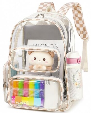 BTOOP Clear Backpack Heavy Duty Transparent Backpack 17 See Through Bookbag for College Work Festival Security with Padded Strap Large Capacity
