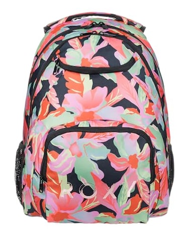 Roxy Womens Shadow Swell Backpack Travel Everyday Carry Work Gym 21L Recycled Polyester Anthracite The Moves Floral
