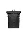 Sandqvist Mens Icon Medium Rolltop Backpack Black With Black Leather One Size