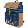 Concept One SpongeBob SquarePants Denim Backpack Cartoon Bag with Flap Adjustable Shoulder Straps Embroidered Character Patches Blue and Yellow
