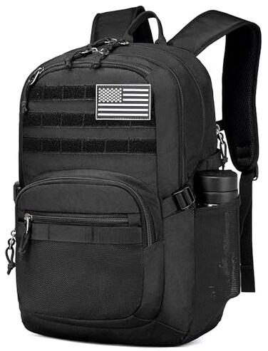 Wotony Military Tactical Backpack for Men Army 3 Days Assault Pack Bag with Molle System for Outdoor Adventures Black 25L