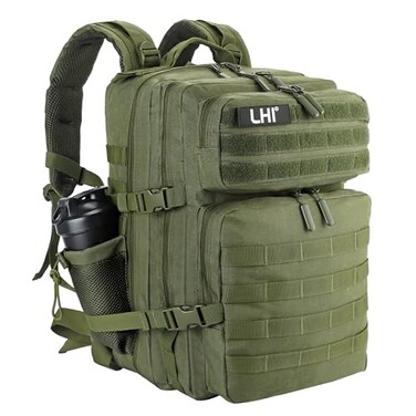 LHI Military Tactical Backpack for Men and Women 45L Army 3 Days Assault Pack Bag Large Rucksack with Molle System Green