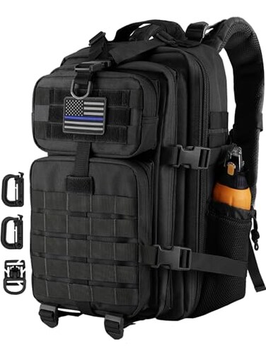 Hannibal Tactical 30L MOLLE Assault Pack Tactical Backpack Military Army Camping Rucksack with Bottle Holder 3Day Pack Black