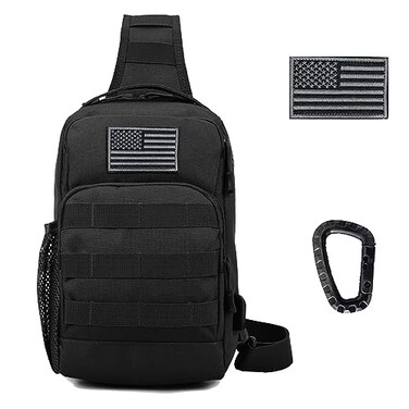 Valinov Tactical Shoulder BagMolle Shoulder BackpacksMilitary Sling Daypack Backpack with USB Charging port 1 Pack Black