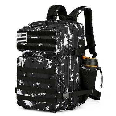 Lovelinks21 25L Tactical Backpack for Men and Women Military Backpack Small Assault Pack Molle Backpack Bug Out Bag Travel Rucksack Daypack Black Lightning