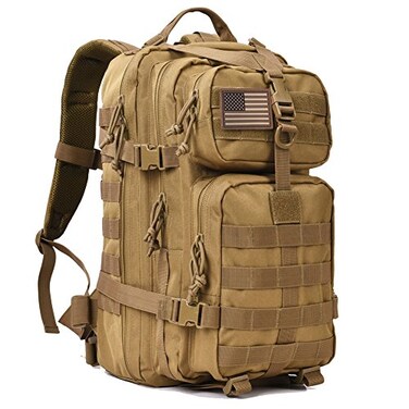 REEBOW GEAR Military Tactical Backpack 3 Day Assault Pack Army Molle Bag Backpacks Rucksack 35L Tan