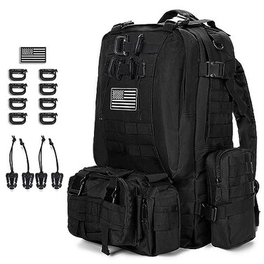 CALUOMATT Large Military Tactical Backpack for Men 4050L Backpacks for Women Bug out Bag Army 3 Days Assault Pack Bags Rucksack with Molle System Black
