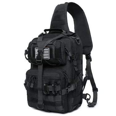 Lemubeane Tactical Sling Bag Backpack Military Rover Shoulder Sling Pack EDC Molle Range Bag Crossbody Chest Pack Black