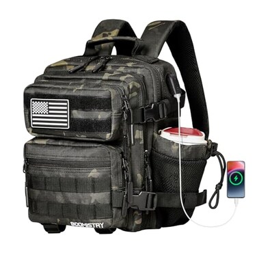 Boomistry 15L Mini Tactical Backpack Small Tactical Backpack for Men and Women Military Backpack for Gym Hiking Daily Black Camo15L