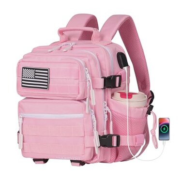 Boomistry 15L Mini Tactical Backpack Small Tactical Backpack for Women Military Backpack for Gym Hiking Daily Pink15L