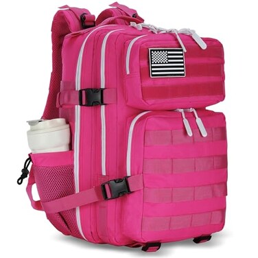 Lovelinks21 45L Tactical Assault Backpack 3 day assault pack with Molle Waterproof backpack Rucksack for Tactical Backpacks Rose Red