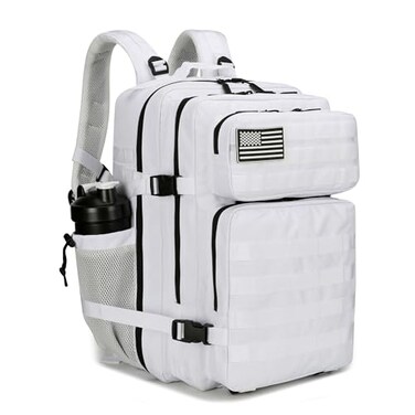 Lovelinks21 45L Tactical Assault Backpack 3 day assault pack with Molle Waterproof backpack Rucksack for Tactical Backpacks White