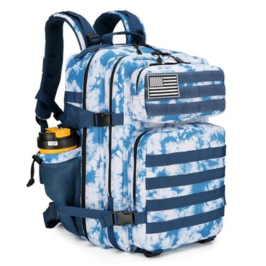 Lovelinks21 45L Tactical Assault Backpack 3 day assault pack with Molle Waterproof backpack Rucksack for Tactical Backpacks Blue coral