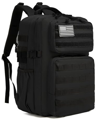 Wotony Military Tactical Backpack for Men Waterproof Daypack 3 Day Assault Pack Molle Bag with Water Bottle Holder Black 35L