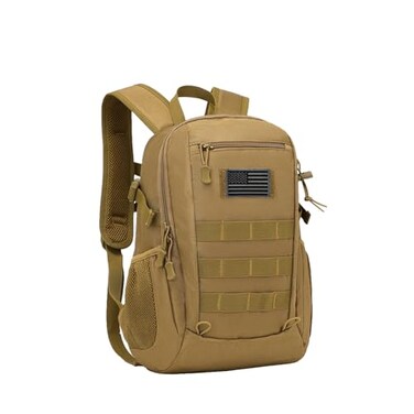 ArcEnCiel 10L Mini Xsmall Tactical Backpack MOLLE Daypack Gear Pack Camping Bag with Patch Coyote Brown