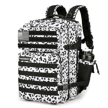 Lovelinks21 25L Tactical Backpack Military Tactical Backpack for Men and Women Small Assault Pack Outdoor Travel Hiking Camping Rucksack with Molle Webbing White Leopard