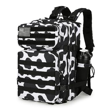 Lovelinks21 25L Tactical Backpack Military Tactical Backpack for Men and Women Small Assault Pack Outdoor Travel Hiking Camping Rucksack with Molle Webbing Cow Print