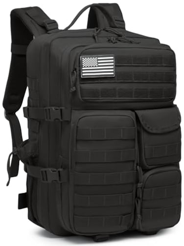 Wotony Tactical Backpack Military waterproof backpack with multiple pockets and tactical gear for the outdoors Black 45L