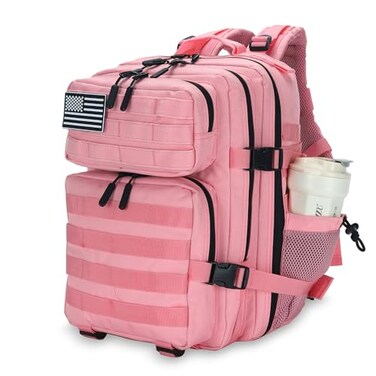 Lovelinks21 25L Tactical Backpack for Men and Women Military Backpack Small Assault Pack Molle Backpack Bug Out Bag Travel Rucksack Daypack Pink