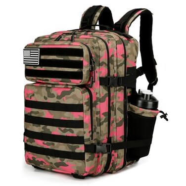 Lovelinks21 25L Tactical Backpack for Men and Women Military Backpack Small Assault Pack Molle Backpack Bug Out Bag Travel Rucksack Daypack Pink Camo